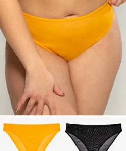 SAS Mesh High Leg Panty 2 Pack | Saffron/Black Hue