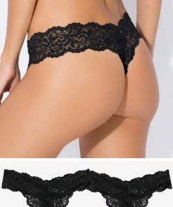 SAS Signature Lace Thong Panty 2 Pack | Black Hue/ Black Hue