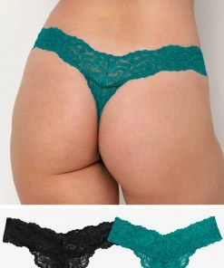 SAS Signature Lace Thong Panty 2 Pack | Fanfare/Black Hue Panties