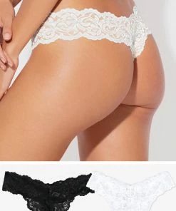 SAS Signature Lace Thong Panty 2 Pack | Black Hue/ White