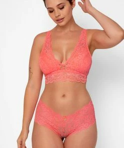 SAS Signature Lace Deep V Bralette 2 Pack | Punchy Peach/Black Hue Bras