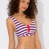 SAS Knot Front Crop Bikini Top | Americana Stripes