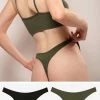 SAS Panties The Naked Dip Front Thong 2 Pack | Olive Night/Black Hue Stretch