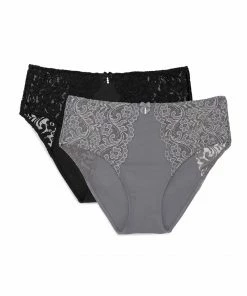 SAS Panties Signature Lace High Waisted Panty 2 Pack | Anthracite/Black Hue
