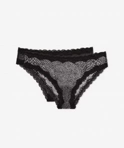 SAS Panties Lace Trim Cheeky Panty 2 Pack | Serpentine/Black Hue