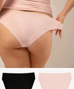 SAS Panties The Naked Bikini Panty 2 Pack | Blushing Rose/Black Hue Stretch