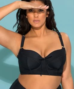 SAS Long Lined Underwire Bikini Top | Black Hue