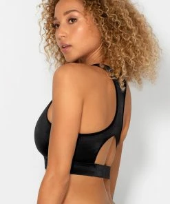 SAS Cut-Out Racerback Bralette | Black Hue Satin