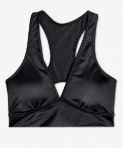 SAS Cut-Out Racerback Bralette | Black Hue Satin