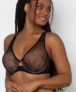 SAS Mesh Plunge Bra | Black Hue W/Ballet Fever Smooth Lace Bras
