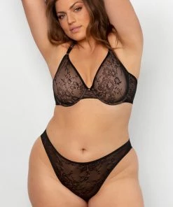 SAS Sheer Mesh Demi Underwire Bra | Black Hue W/Ballet Fever Smooth Lace Bras