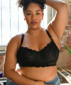 SAS Signature Lace Unlined Underwire Longline Bra | Rich Black Lace