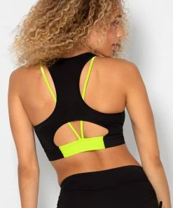SAS Cut-Out Racerback Bikini Top | Black Hue W/ Light Yellow