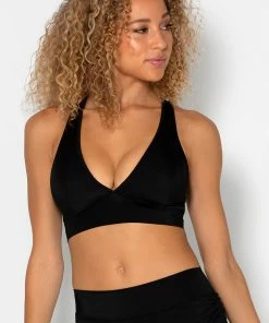 SAS Cut-Out Racerback Bikini Top | Black Hue W/ Light Yellow