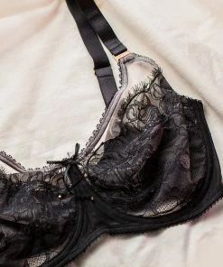 SAS Plus Size Retro Lace & Mesh Unlined Underwire Bra | Black Hue W/ Blushing Rose 10 SAS Plus Size Retro Lace & Mesh Unlined Underwire Bra | Black Hue W/ Blushing Rose