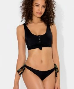 SAS Knot Front Crop Bikini Top | Black Hue Swimwear