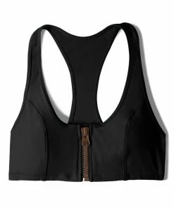 SAS Plus Size Bikini Tops Zip-Up Bikini Top | Black Hue