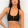 SAS Plus Size Bikini Tops Zip-Up Bikini Top | Black Hue