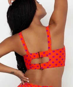SAS Long Lined Underwire Bikini Top | Bright Polka Dot Print Plus Size Bikini Tops