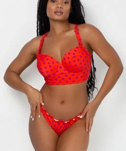 SAS Swim Secret Ruffled And Ruched Back Bikini Bottom | Bright Polka Dot Print