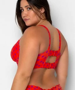 SAS Long Lined Underwire Bikini Top | Bright Polka Dot Print Plus Size Bikini Tops