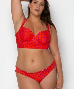 SAS Swim Secret Ruffled And Ruched Back Bikini Bottom | Bright Polka Dot Print