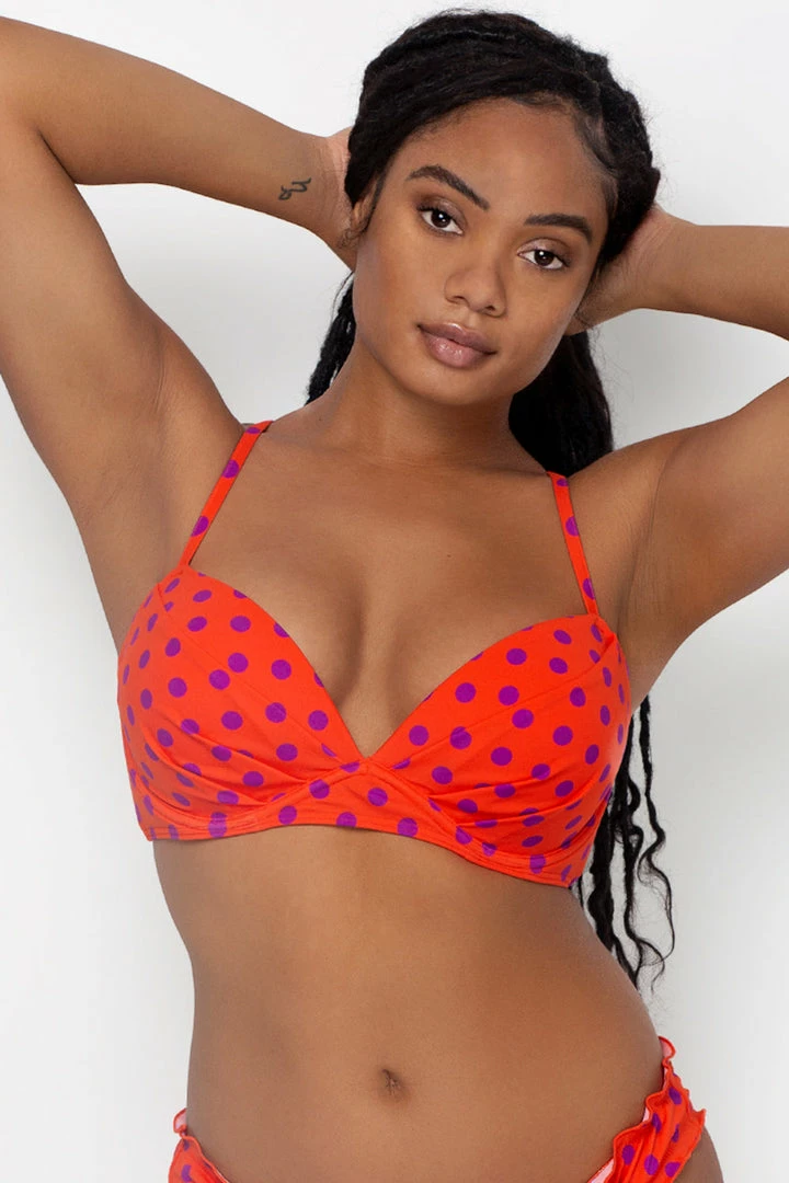 SAS Swim Secret Convertible Push-Up Bikini Top | Bright Polka Dot Print Swimwear 1 SAS Swim Secret Convertible Push-Up Bikini Top | Bright Polka Dot Print Swimwear