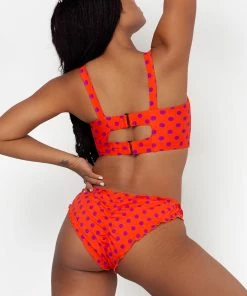SAS Swim Secret Ruffled And Ruched Back Bikini Bottom | Bright Polka Dot Print