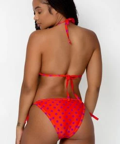 SAS Swimwear Triangle String Bikini Set | Bright Polka Dot Print