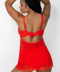 SAS Twist Bandeau Tankini Top | Bright Polka Dot Print