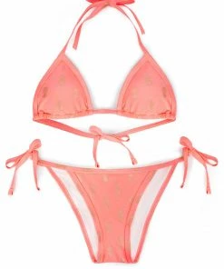 SAS Triangle String Bikini Set | Neon Coral W/ Pineapples 10 SAS Triangle String Bikini Set | Neon Coral W/ Pineapples
