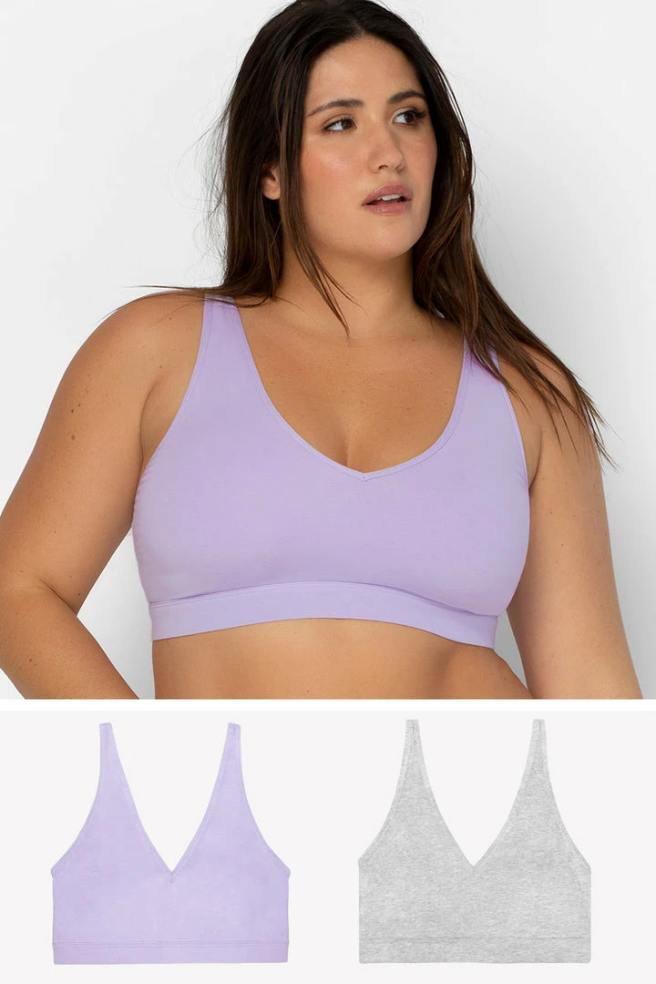 SAS Comfort Cotton Plunge Bralette 2 Pack | Lilac Iris Cotton/Light Grey Heather Cotton 1 SAS Comfort Cotton Plunge Bralette 2 Pack | Lilac Iris Cotton/Light Grey Heather Cotton