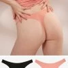 SAS The Naked Dip Front Thong 2 Pack | Tuscany Clay/Black Hue Stretch Panties