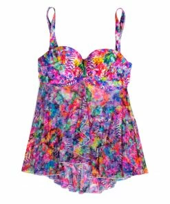 SAS Plus Size Tankinis Twist Bandeau Tankini Top | Auroral Fantasy W/ Mesh