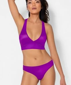 SAS Cut-Out Racerback Bralette | Fierce Violet Satin Bras