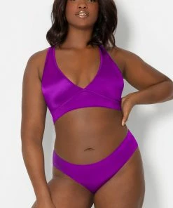 SAS Cut-Out Racerback Bralette | Fierce Violet Satin Bras