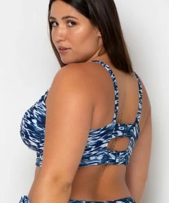SAS Long Lined Underwire Bikini Top | Fluid Fantasy Print Plus Size Bikini Tops