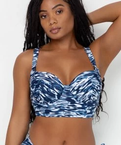 SAS Long Lined Underwire Bikini Top | Fluid Fantasy Print Plus Size Bikini Tops