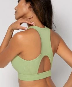 SAS Bralettes Comfort Cotton Rib Cut-Out Racerback Bralette | Glass Green