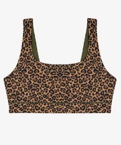 SAS Plus Size Bikini Tops Reversible Bralette Bikini Top | Classic Leopard/Olive Night