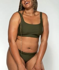 SAS Plus Size Bikini Tops Reversible Bralette Bikini Top | Classic Leopard/Olive Night