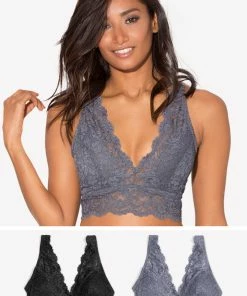 SAS Signature Lace Deep V Bralette 2 Pack | Anthracite/ Black Hue Bras