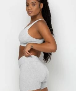 SAS Lounge & Sleepwear Comfort Cotton High-Waisted Biker Shorts | Light Grey Heather Cotton