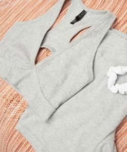 SAS Comfort Cotton Rib Cut-Out Racerback Bralette | Light Grey Heather Cotton