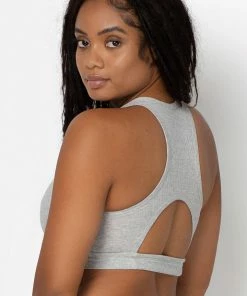 SAS Comfort Cotton Rib Cut-Out Racerback Bralette | Light Grey Heather Cotton