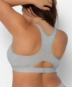 SAS Bras Comfort Cotton Front & Back Close Racerback Bra | Light Grey Heather Cotton