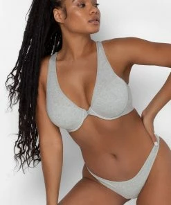 SAS Bras Comfort Cotton Front & Back Close Racerback Bra | Light Grey Heather Cotton