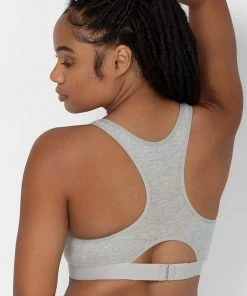 SAS Bras Comfort Cotton Front & Back Close Racerback Bra | Light Grey Heather Cotton