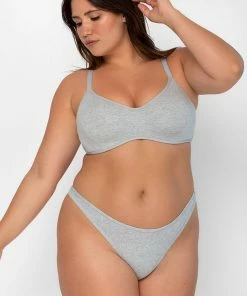 SAS Bras Comfort Cotton Scoop Neck Unlined Underwire Bra | Light Grey Heather Cotton