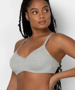 SAS Bras Comfort Cotton Scoop Neck Unlined Underwire Bra | Light Grey Heather Cotton